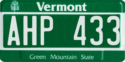 VT license plate AHP433