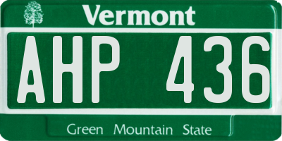 VT license plate AHP436
