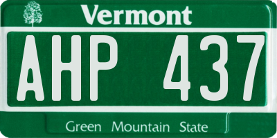 VT license plate AHP437