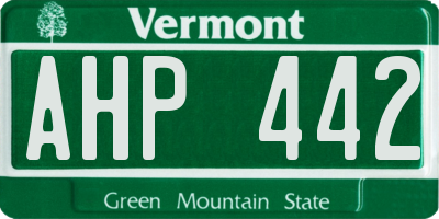 VT license plate AHP442