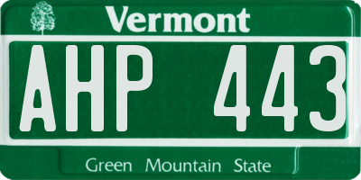 VT license plate AHP443