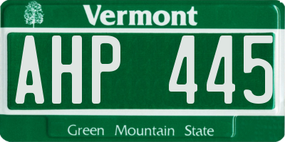 VT license plate AHP445