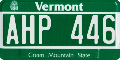 VT license plate AHP446
