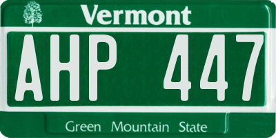 VT license plate AHP447