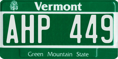 VT license plate AHP449