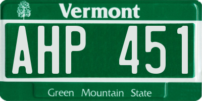 VT license plate AHP451