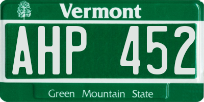 VT license plate AHP452
