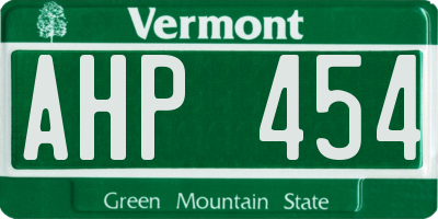 VT license plate AHP454