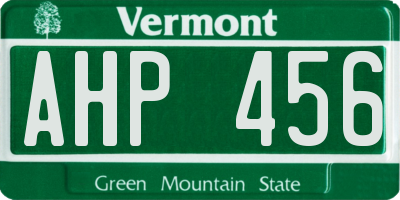 VT license plate AHP456