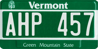 VT license plate AHP457