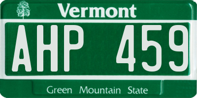 VT license plate AHP459