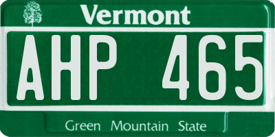 VT license plate AHP465