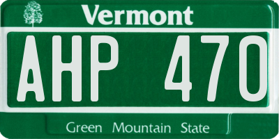 VT license plate AHP470