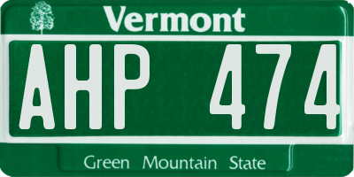 VT license plate AHP474