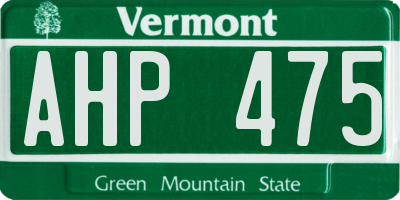 VT license plate AHP475