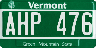 VT license plate AHP476