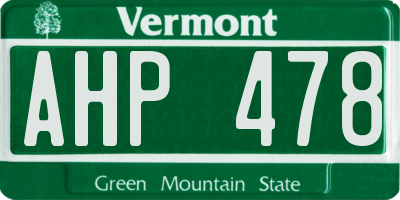 VT license plate AHP478