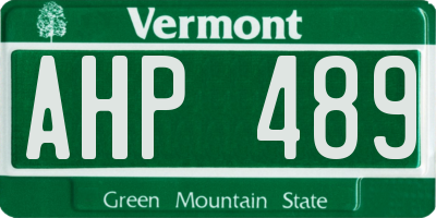 VT license plate AHP489