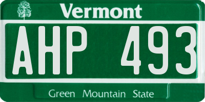 VT license plate AHP493