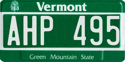 VT license plate AHP495