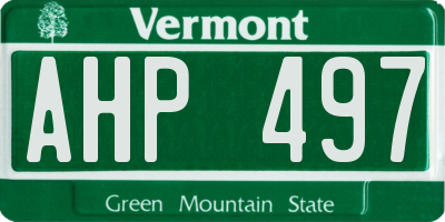 VT license plate AHP497