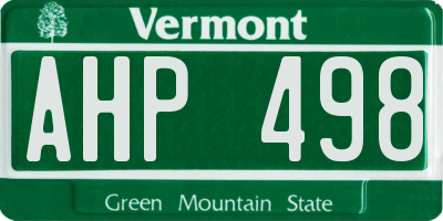 VT license plate AHP498