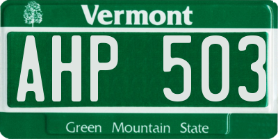 VT license plate AHP503