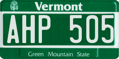 VT license plate AHP505