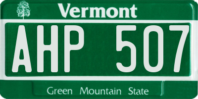 VT license plate AHP507