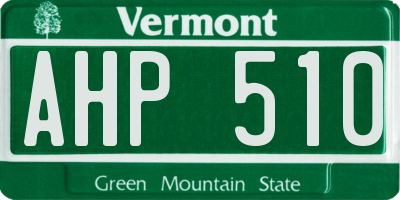 VT license plate AHP510