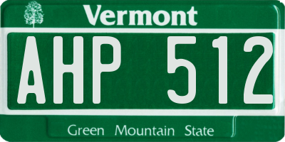 VT license plate AHP512
