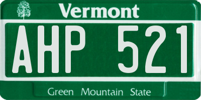 VT license plate AHP521