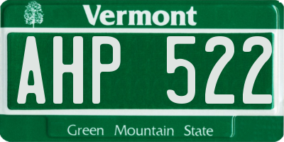 VT license plate AHP522
