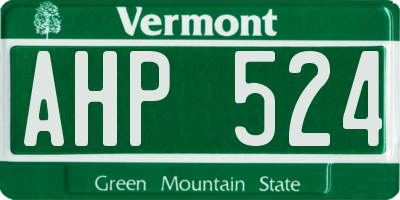 VT license plate AHP524