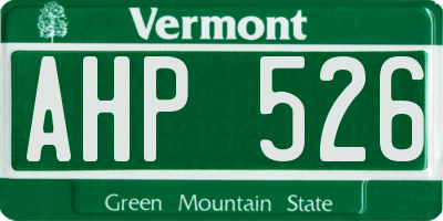 VT license plate AHP526