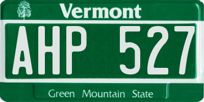 VT license plate AHP527