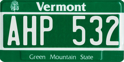 VT license plate AHP532