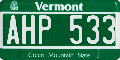 VT license plate AHP533