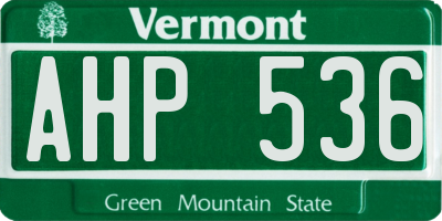 VT license plate AHP536