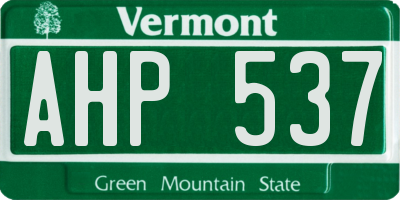 VT license plate AHP537