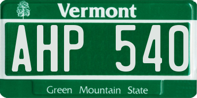 VT license plate AHP540