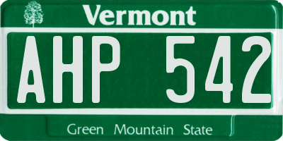 VT license plate AHP542