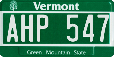 VT license plate AHP547