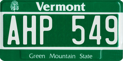 VT license plate AHP549