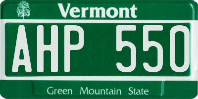 VT license plate AHP550