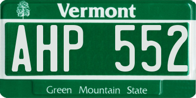 VT license plate AHP552