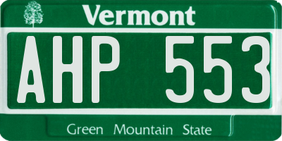 VT license plate AHP553