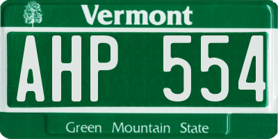 VT license plate AHP554