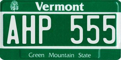 VT license plate AHP555
