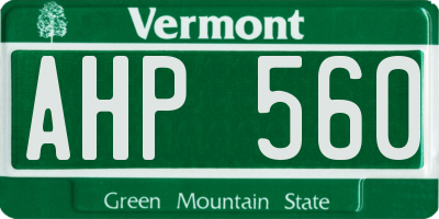 VT license plate AHP560